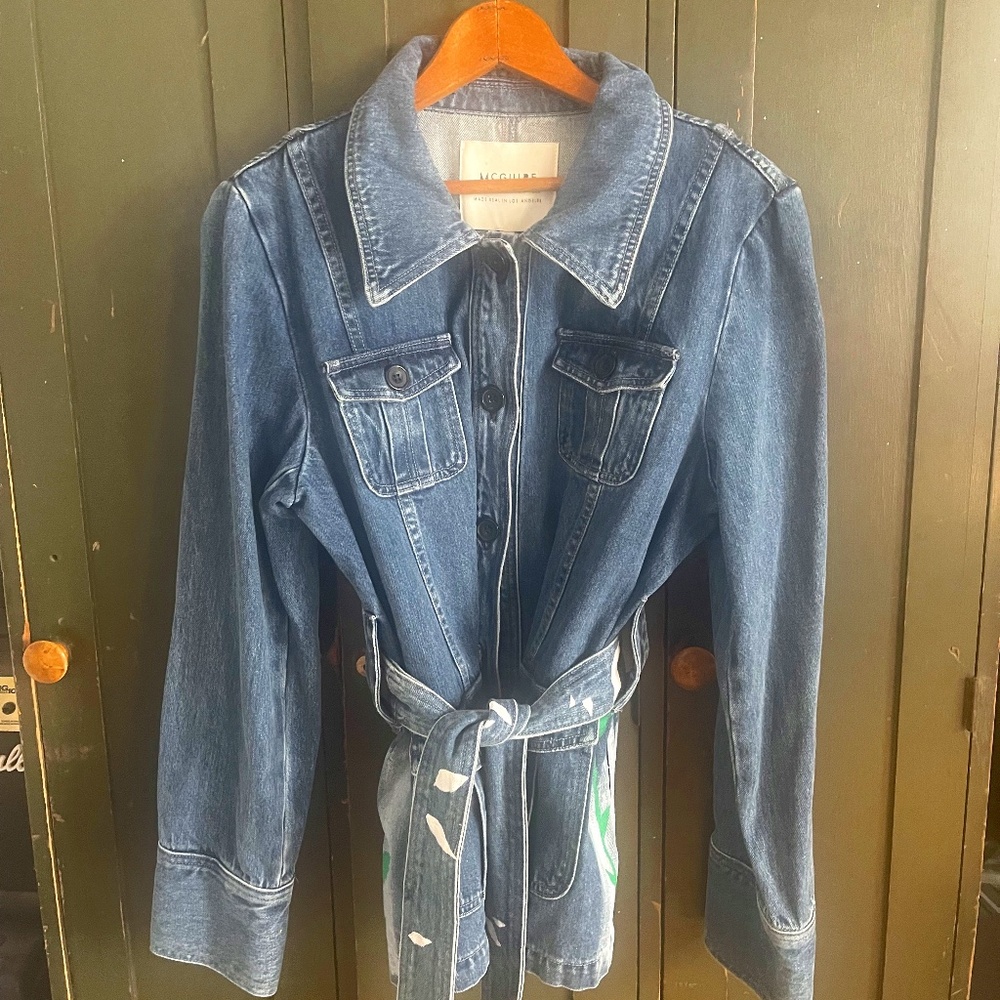 One of a kind, hand painted, denim jacket by McGuire